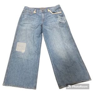 Ralph Lauren Wide Leg Nautical Themed Mom Jeans with Anchors & Patches, Size 14